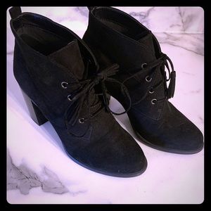 Ana block, lace up booties. Size 8.